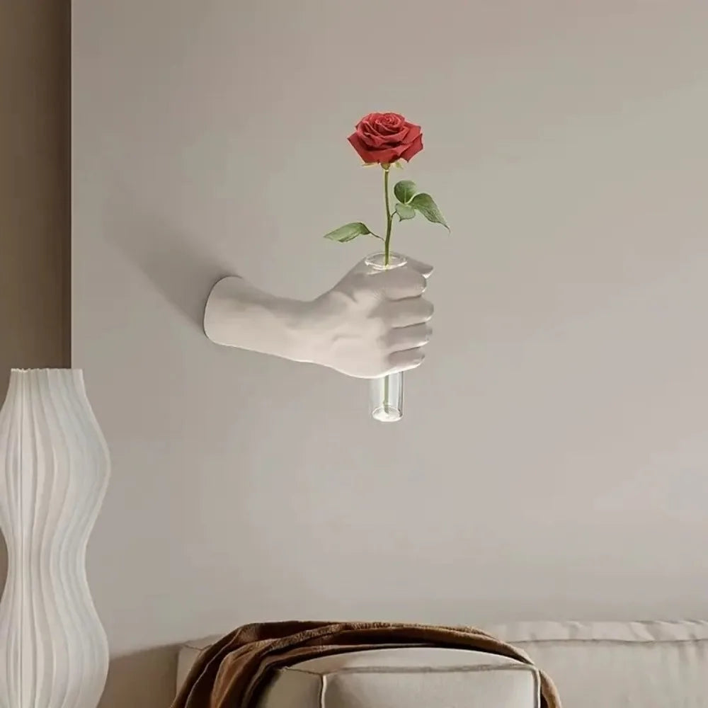 Resin Hand Flower Wall Vase – Handmade Sculptural Home Décor