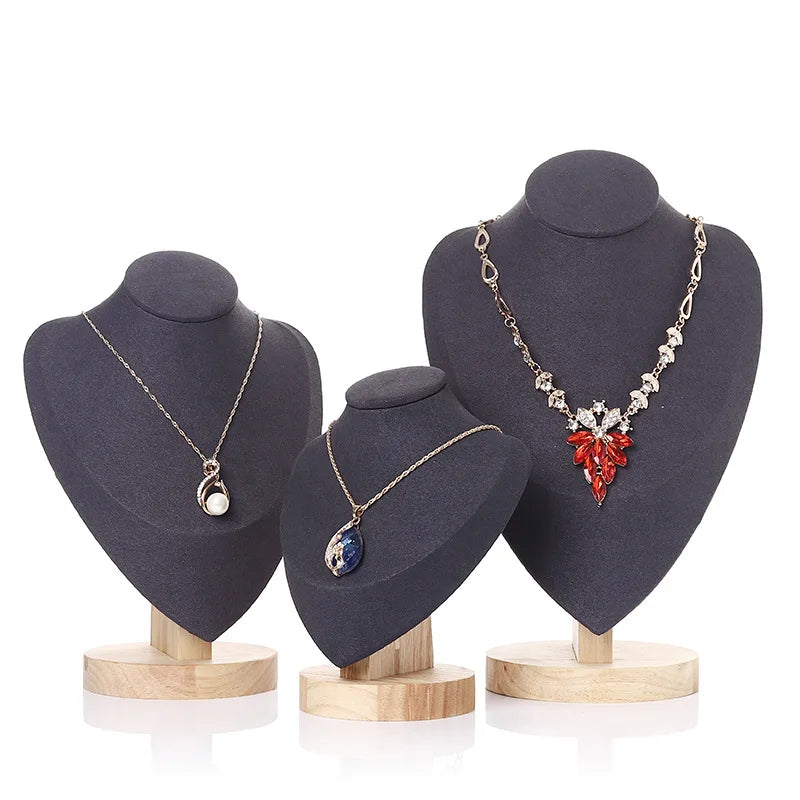 Velvet Bust Necklace Display Stand – Heart-Shaped Jewelry Organizer