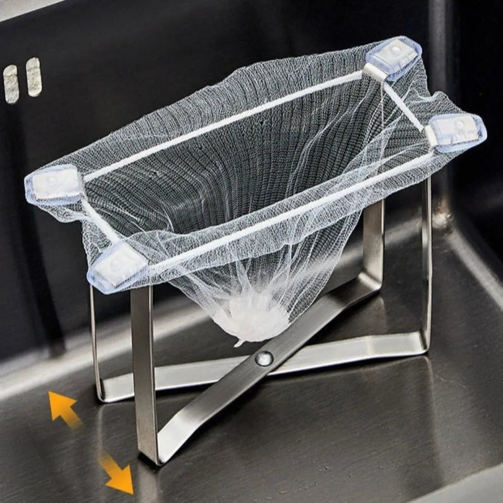 Stainless Steel Foldable Trash Bag Holder | Kitchen Stand