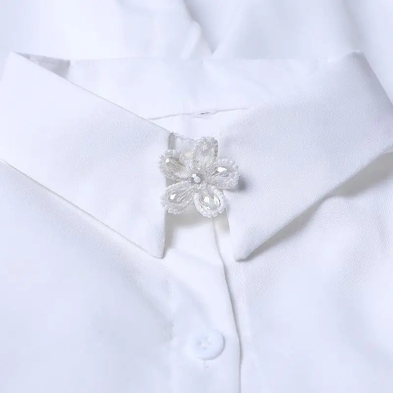 Pearl Flower Button Covers – Alloy Rhinestone DIY Shirt Decor