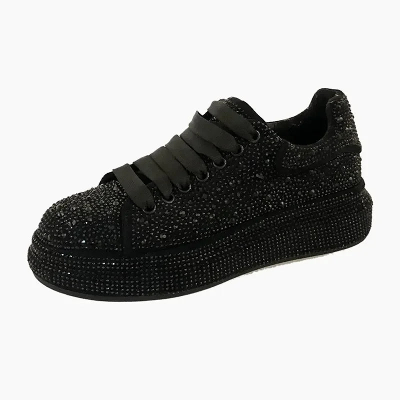 LEDP Women's Rhinestone Platform Sneakers | Luxury Casual Shoes