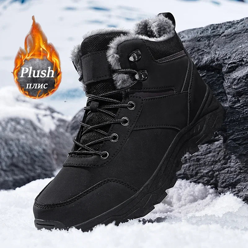 Men's Fleece-Lined High-Top Snow Boots | Thick Sole, Plus Size