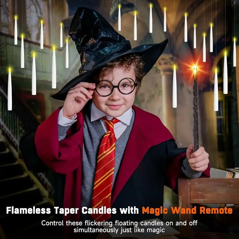 LED Floating Candles + Magic Wand Remote – 10/12 Pack