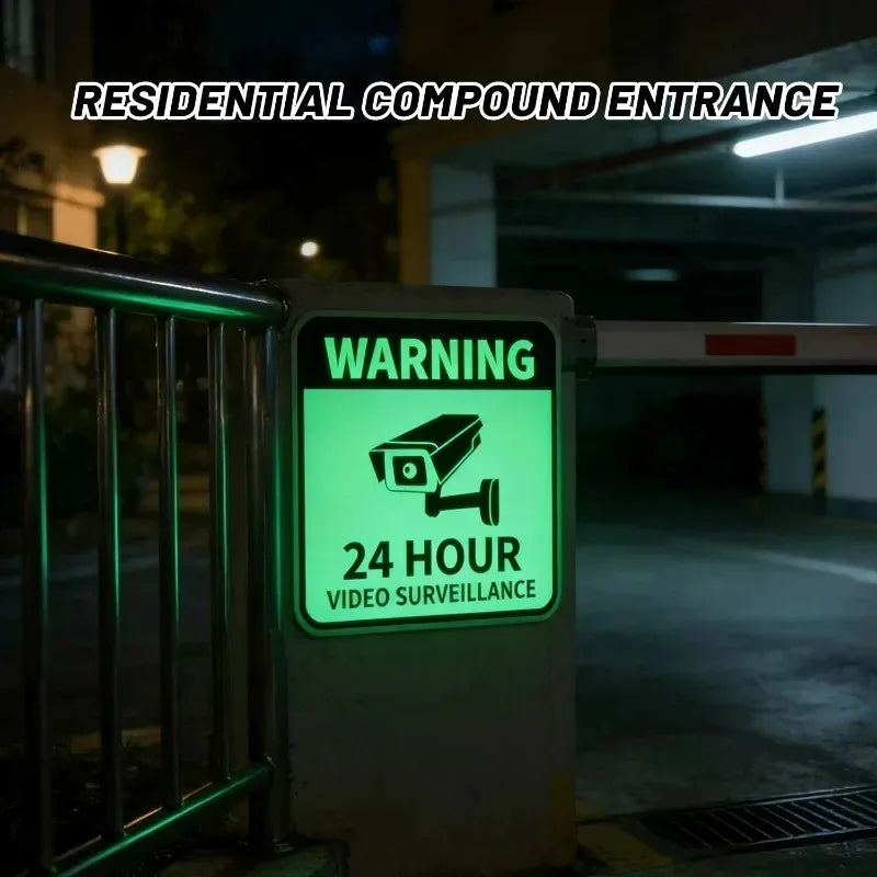 Glow-in-the-Dark Video Surveillance Warning Sticker | 15.6cm