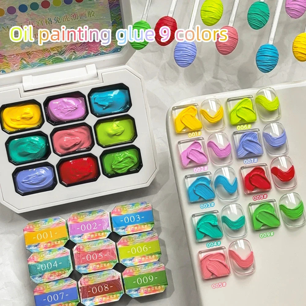 9-Color Fluorescent Oil Painting Nail Gel – High-Saturation Art Set