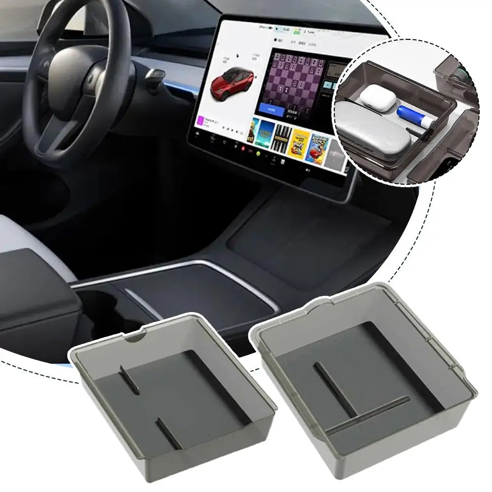 Tesla Model 3 & Y Console Silicone Mat – 2-Pack Car Organizer