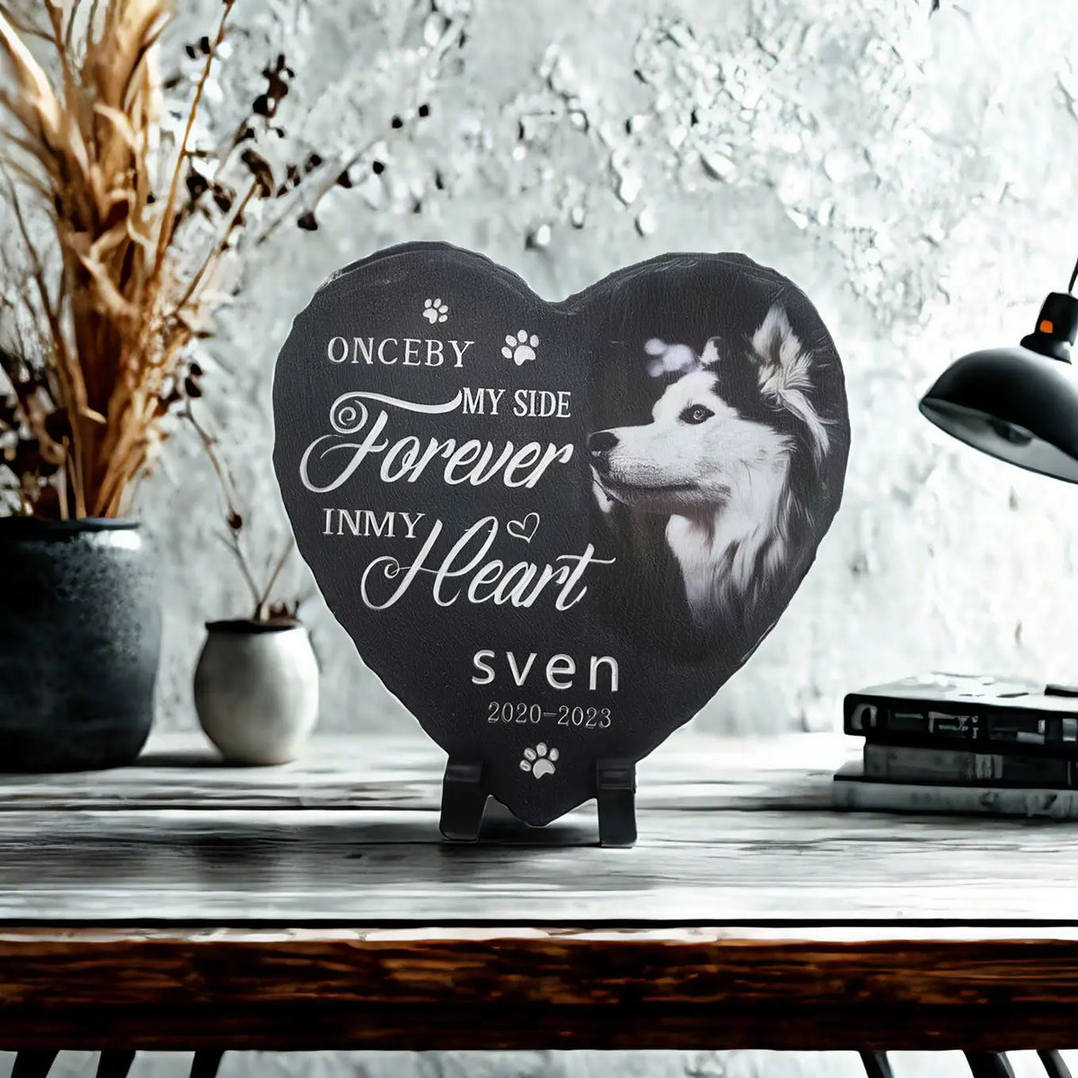 Custom Engraved Heart Stone Pet Memorial Rock – Garden Décor
