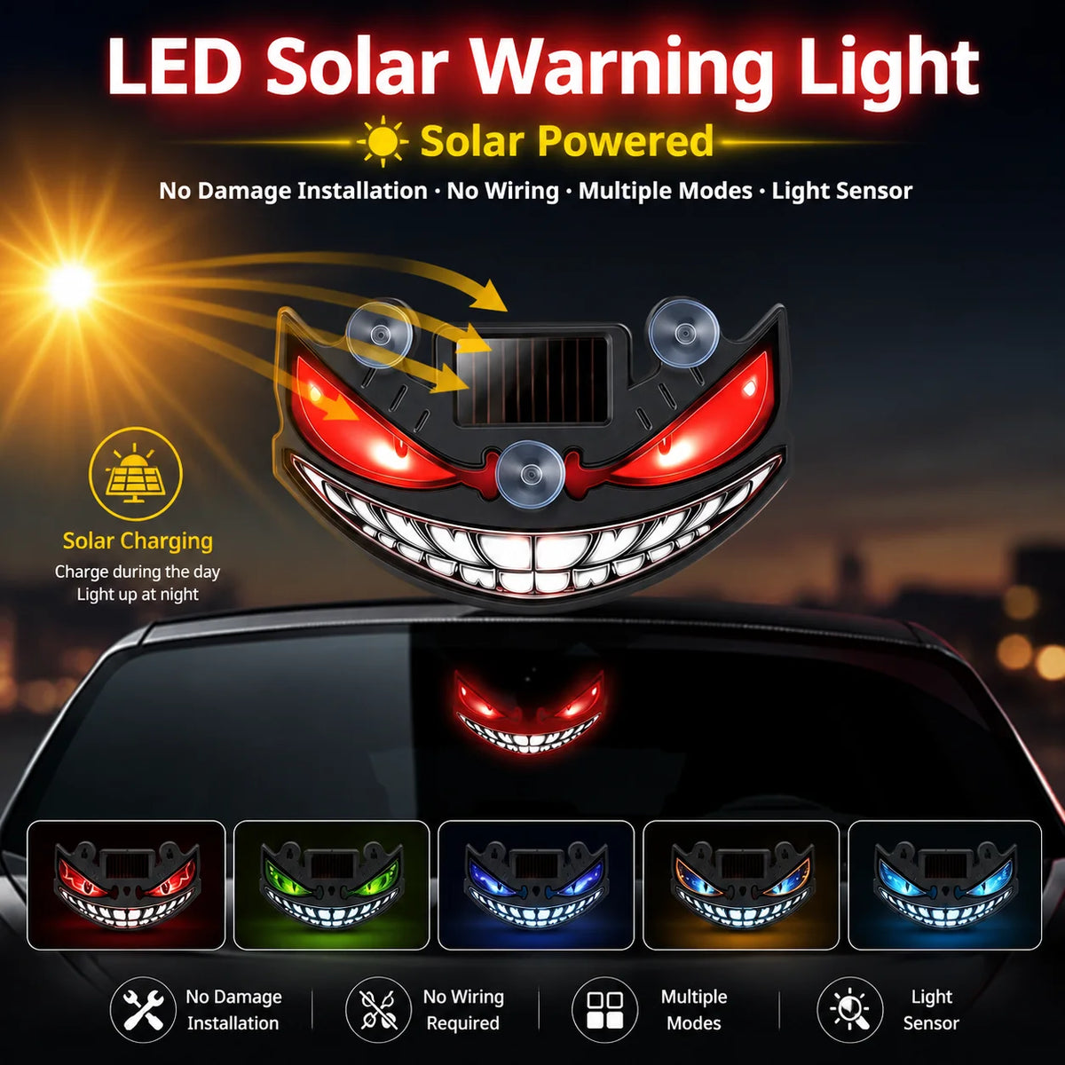 Solar Demon Eye Car LED Atmosphere Light | Wireless Neon