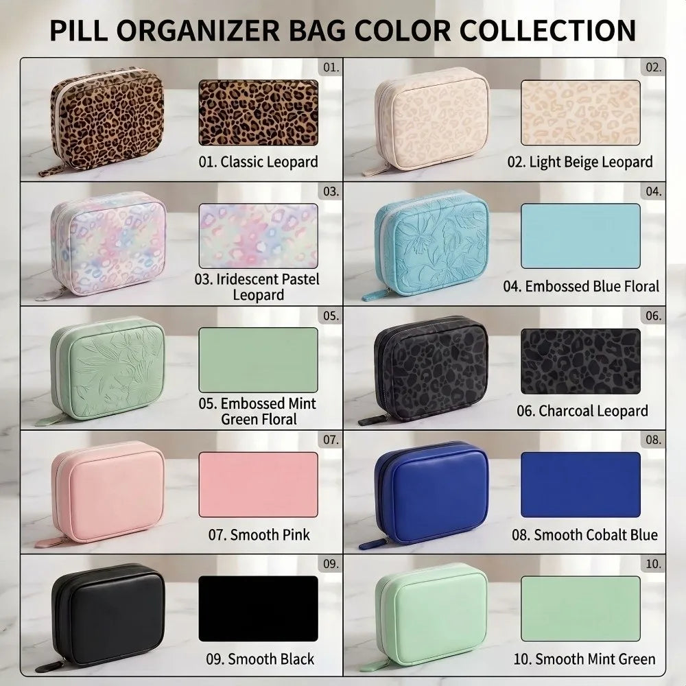 BPA-Free Weekly Pill Organizer – 14 Zippered Pouches Travel Case