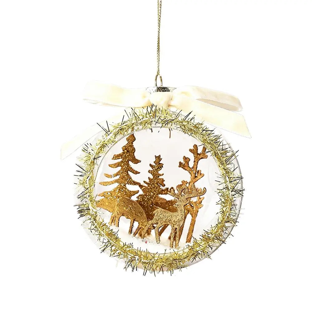 Shatterproof Clear Christmas Ball Ornament 3D Winter Scene 10cm