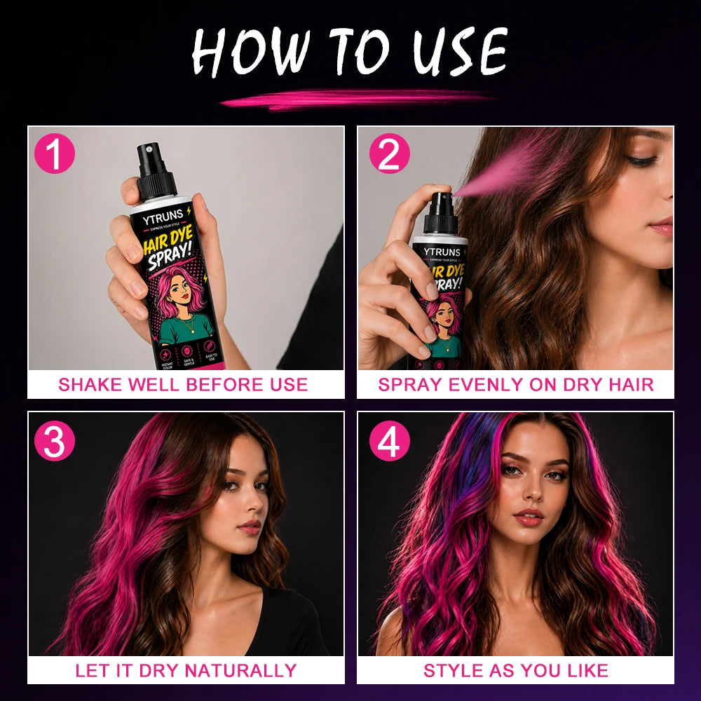 YTRUNS Temporary Hair Color Spray – Washable Quick Dry
