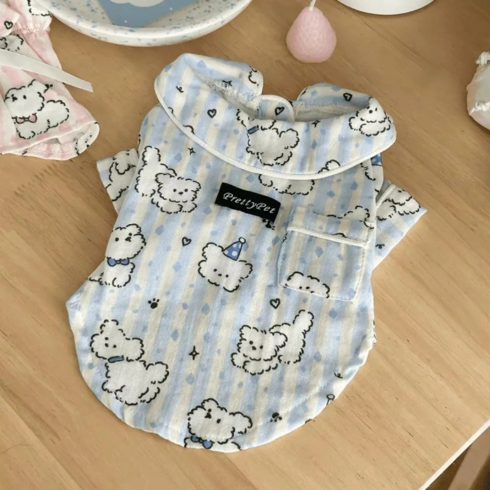 Cute Puppy Print Dog Sleepwear – Anti-Shedding Base Layer