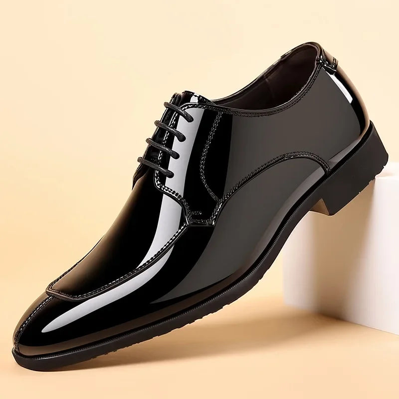 Men's Patent Leather Oxford Shoes – Pointed Toe Formal