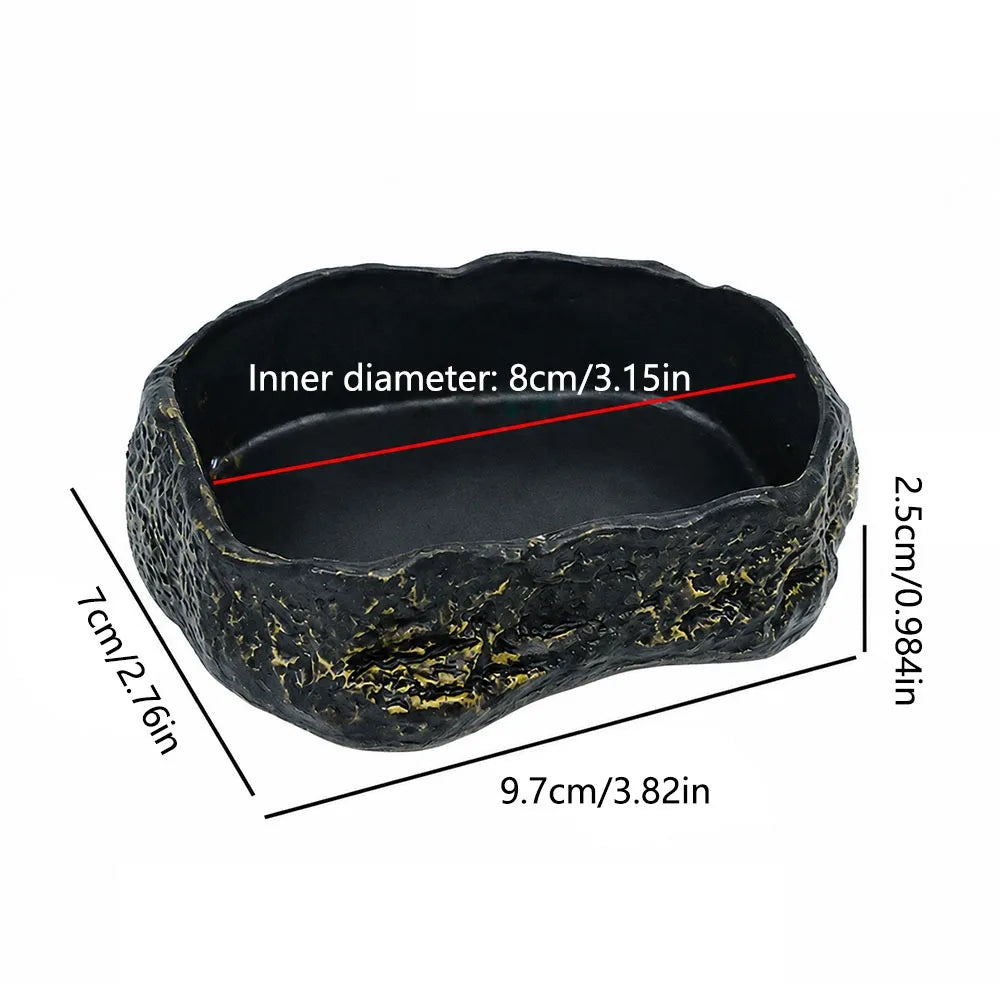 Reptile Feeding Bowl – Tree Stump Faux Stone Terrarium Basin