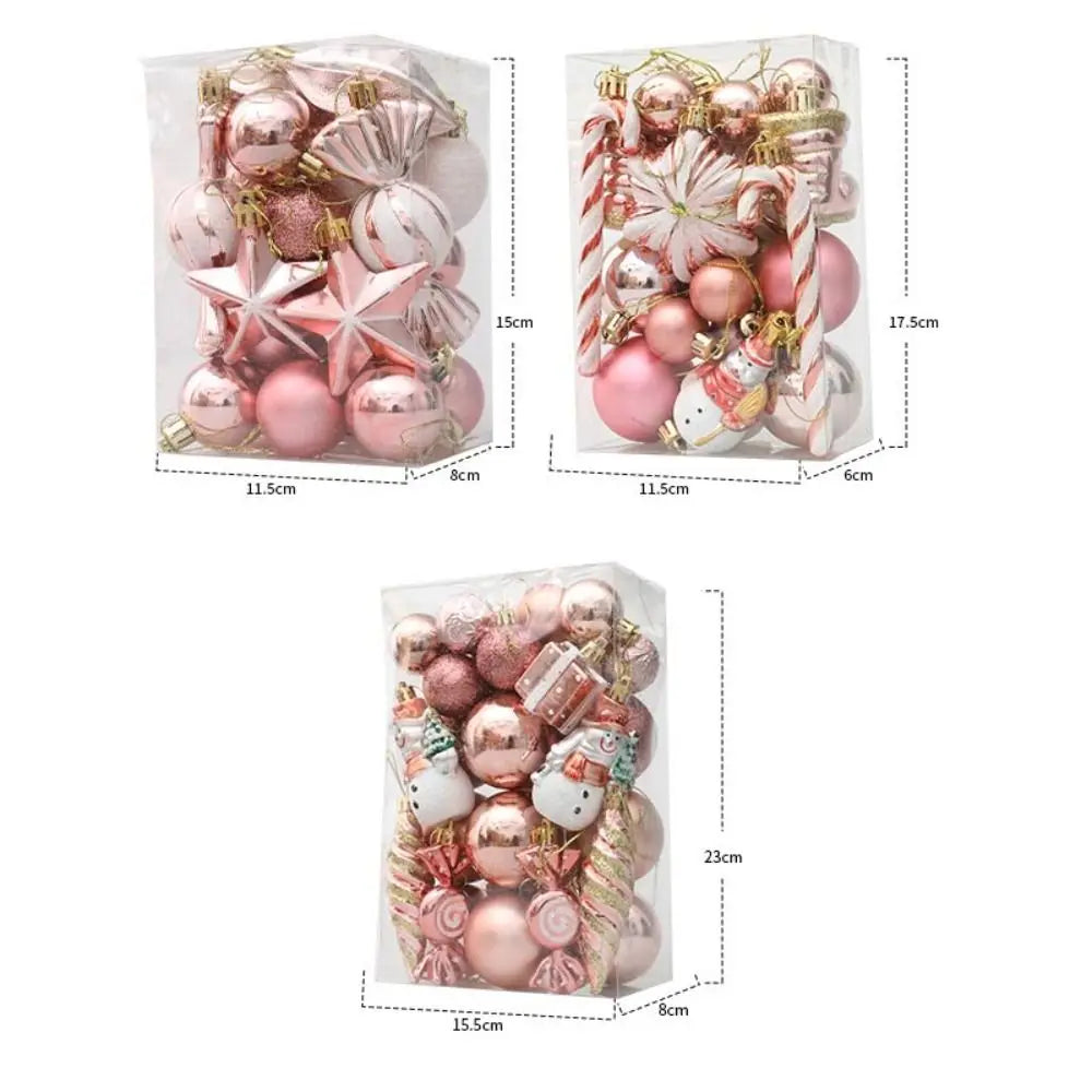 Mixed Shapes Christmas Tree Ornament Set – Colorful Plastic Baubles
