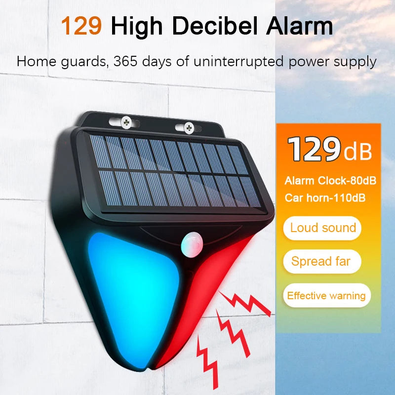 Solar Security Alarm Light – PIR Motion Sensor 120dB Siren