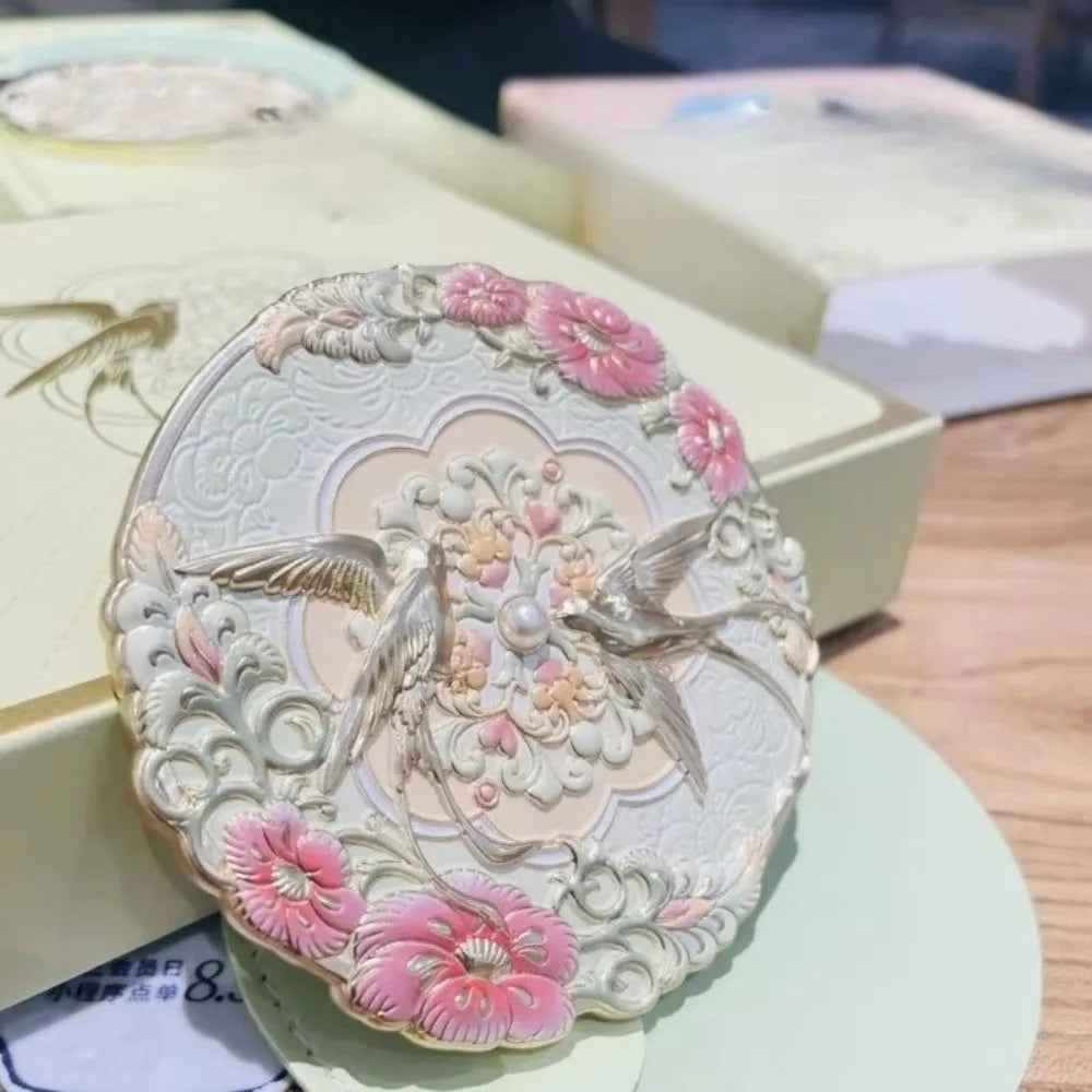 Vintage Chinese Peony Pocket Mirror – Compact Makeup Mirror