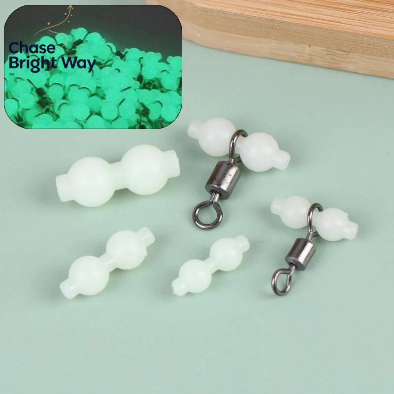 50-Pack Luminous Gourd Bead Fishing Swivel Connectors Anti-Tangle