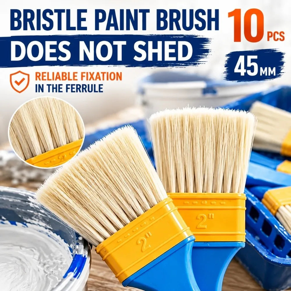 10-Piece Nylon Flat Paint Brush Set – DIY Chip & Coating Brushes
