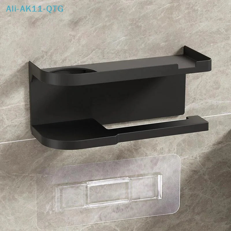 Wall-Mount Toilet Paper Holder with Phone Shelf & Storage