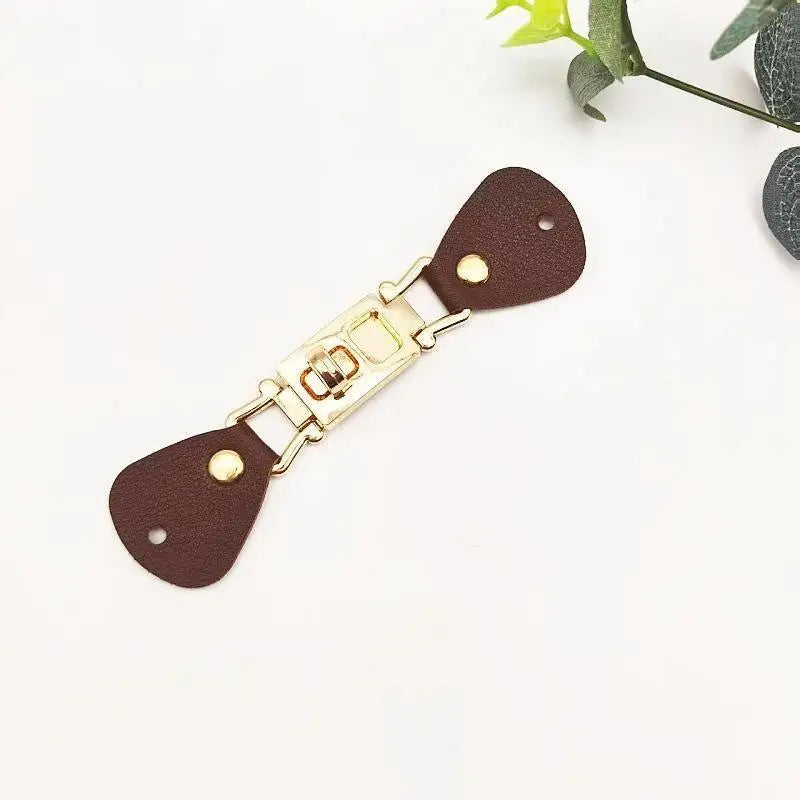 PU Leather Turn Lock Clasp – Golden DIY Bag Hardware