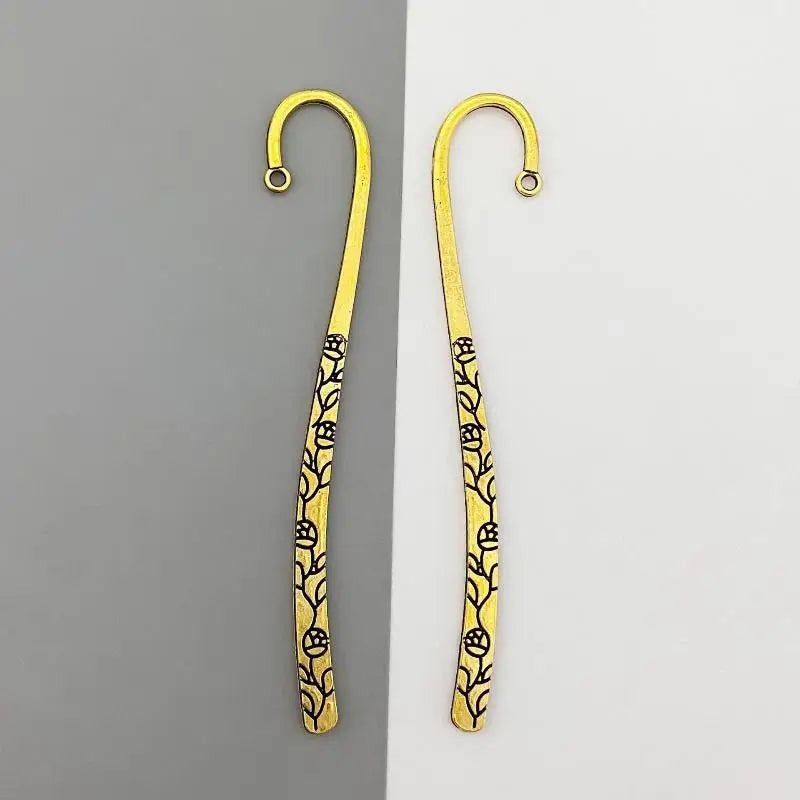 Vintage Floral Zinc Alloy Bookmarks Set – 2 Pcs DIY Craft