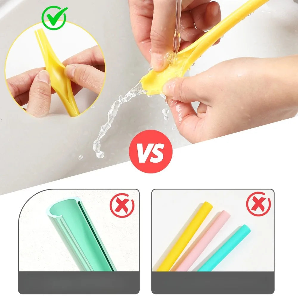 10-Pack Food Grade Silicone Straws – Foldable & Detachable