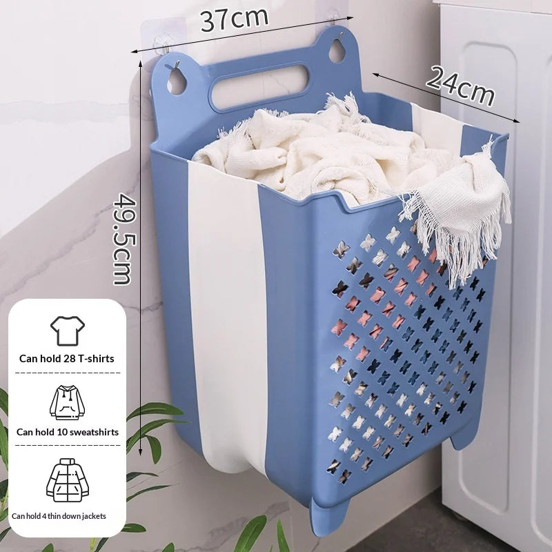 Wall Mounted Foldable Laundry Basket | Large Capacity Organizer
