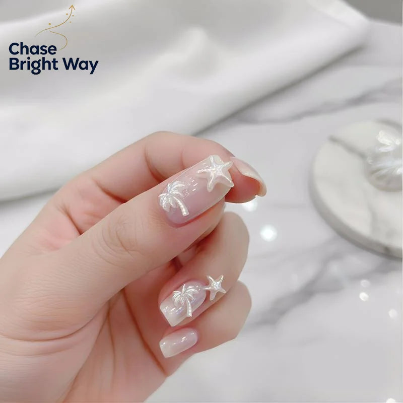 50-Piece Ocean Nail Charms – Aurora Shell Mermaid Starfish Set