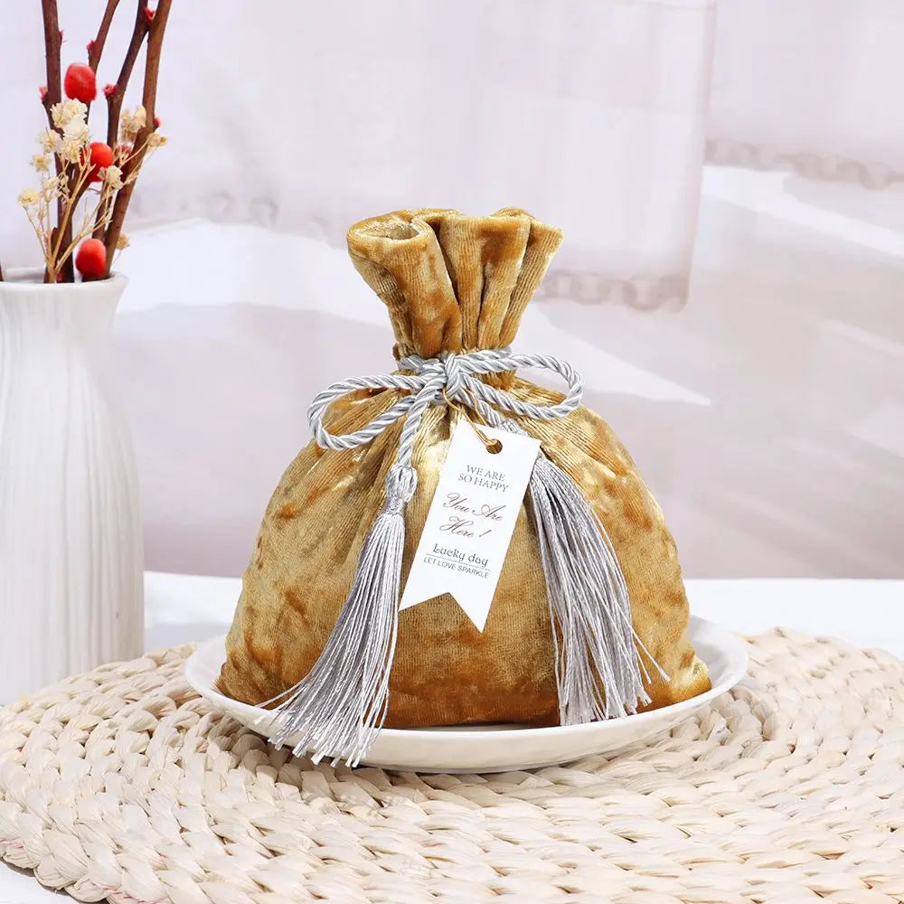 Velvet Drawstring Candy Bags – Tassel Gift Pouches for Weddings