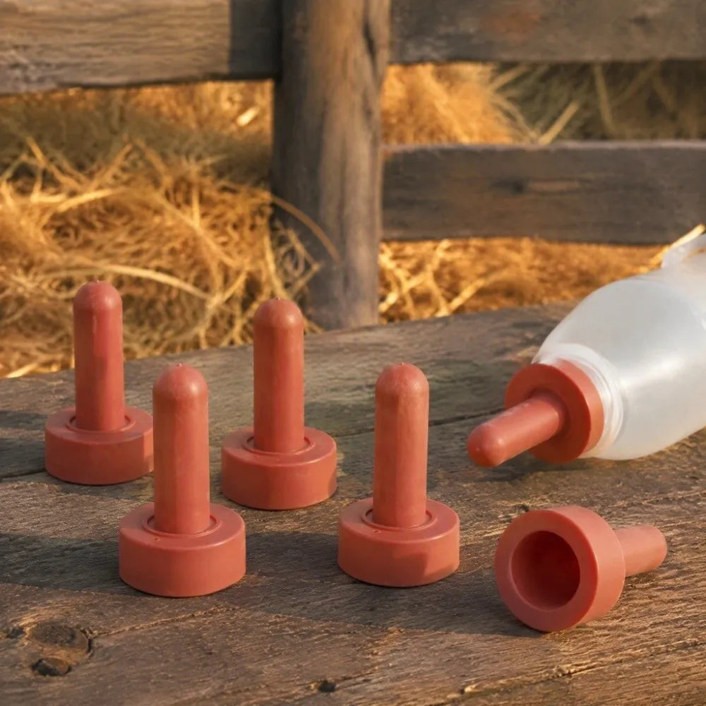 5-Pack Silicone Livestock Bottle Nipples – Calf & Farm Animal