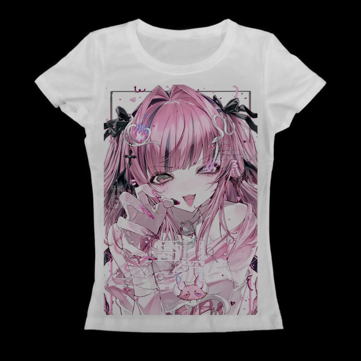 Y2K Harajuku Cat Ear Anime Women's Slim Fit T-Shirt | Pink