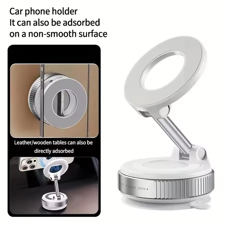 Magnetic Car Phone Holder – 360° Rotating Suction Mount
