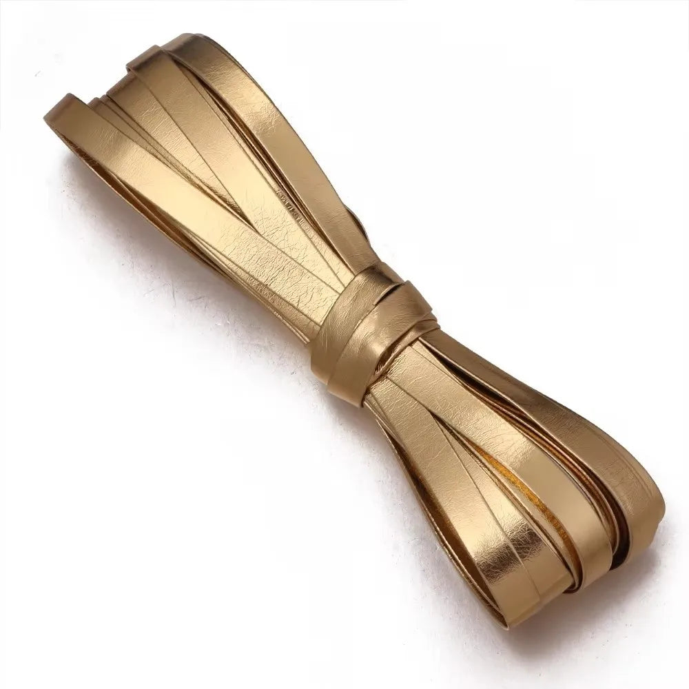 5-Yard Metallic PU Leather Binding Strip – Gold & Silver Trim