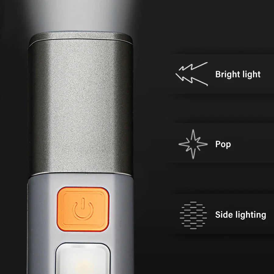 XPE LED Flashlight with Hook – USB-C Rechargeable Camping Torch