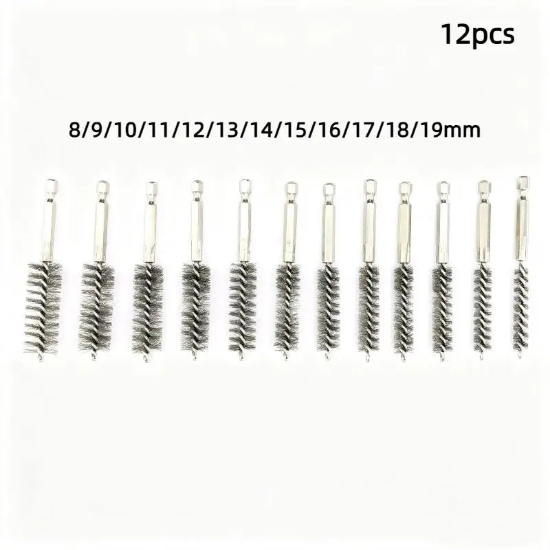 Stainless Steel Bore Brush Set 6–14 Pcs | 1/4" Hex Pipe Cleaner