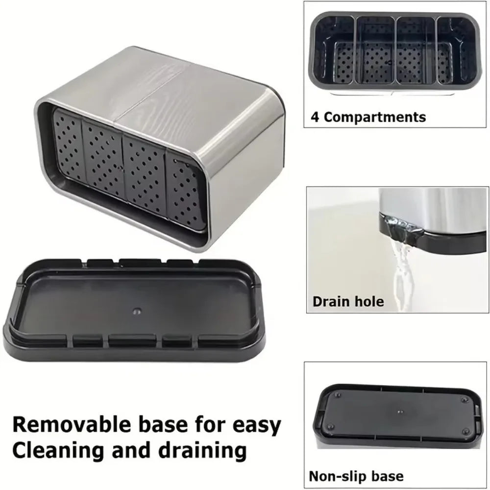 Stainless Steel Utensil Holder – Large Kitchen Organizer