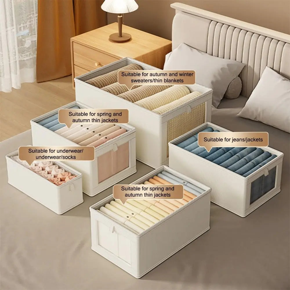 Visual Clothes Storage Box with Lid – Dustproof Drawer Organizer