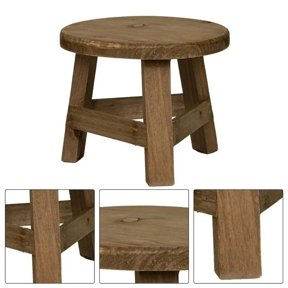 Wooden Mini Plant Stand – Round Bonsai & Succulent Pot Holder