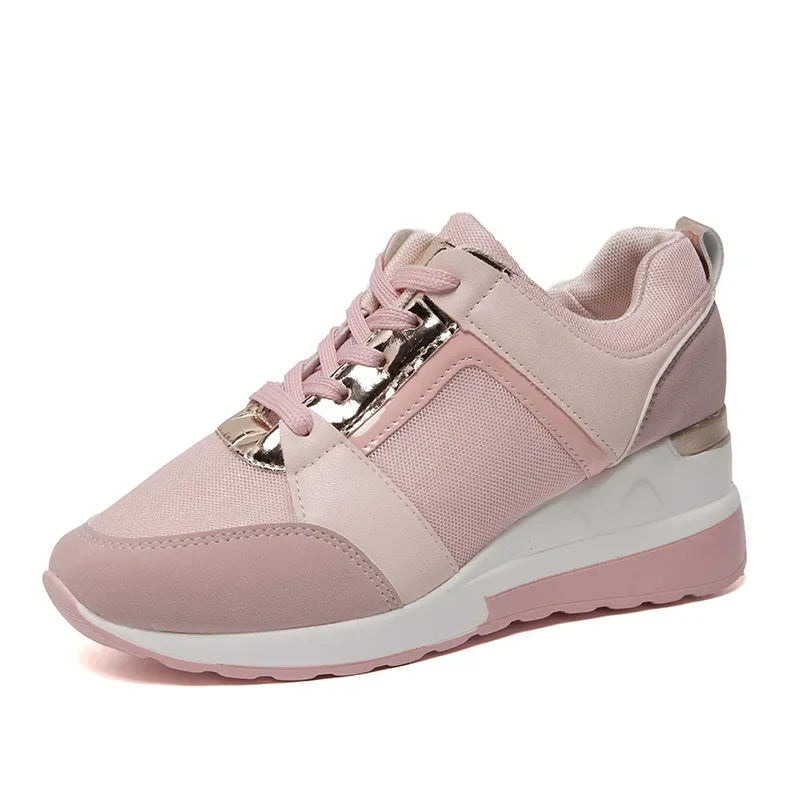 Women's Wedge Platform Sneakers – Lace-Up Breathable Sport Shoes