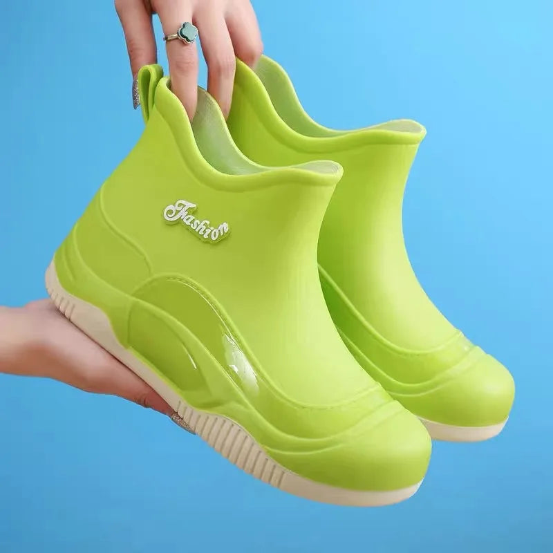 LEDP Women's Waterproof Non-Slip Ankle Rain Boots | Thick Sole