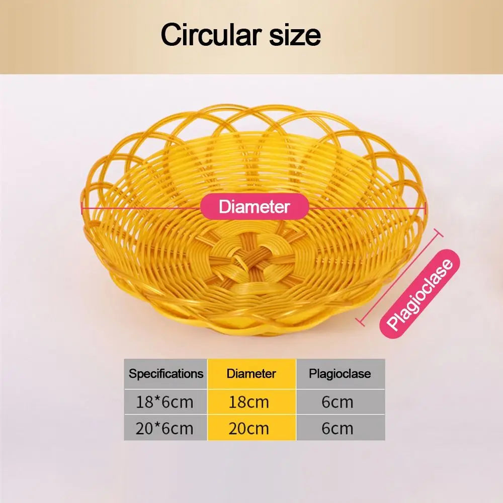 Woven Rattan-Style Plastic Basket – Bread, Snack & Fruit Serving