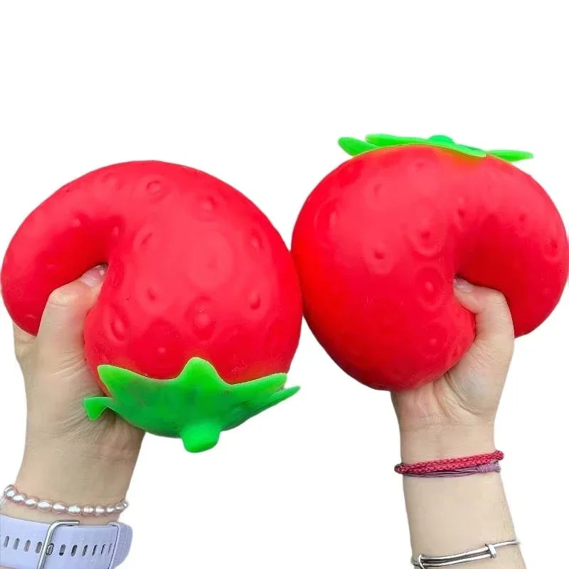Giant Strawberry Squishy Fidget Toy – Extra Large Slow Rising TPR