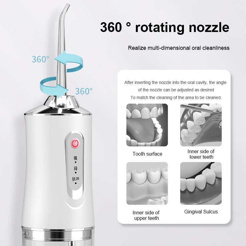 SAMMY Cordless Water Flosser – 3 Modes, IPX7, 4 Nozzles