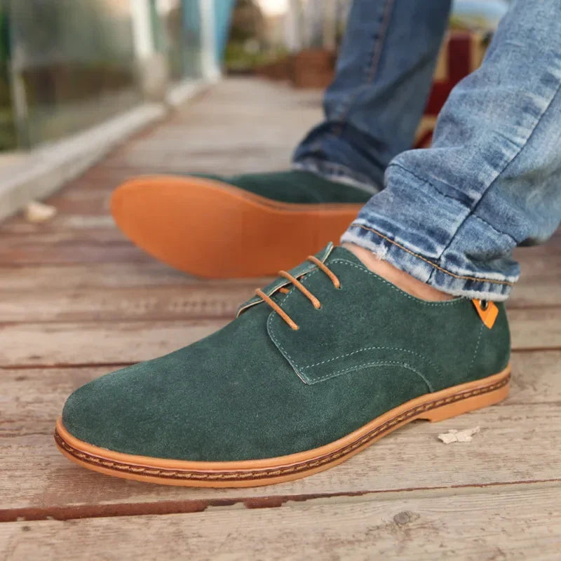 LEDP Men's Faux Suede Oxford Dress Shoes – Lace-Up Flats
