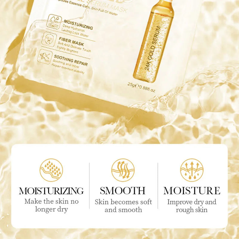 SADOER 24K Gold Vitamin C Face Mask 10-Pack | Hydrating Sheet