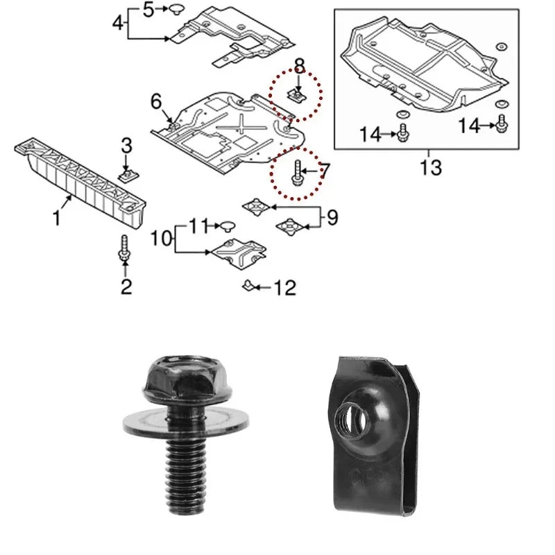 M6 U-Nut Clips & Bolts – Car Fender Liner Fasteners 20pc