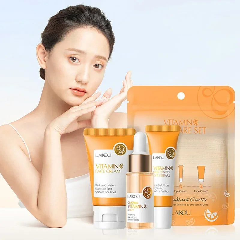 Vitamin C 24K Gold Sakura Skin Care Set – Cream, Serum & Eye Cream