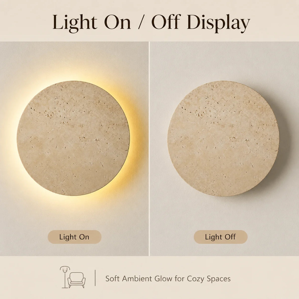 Wabi Sabi Yellow Travertine LED Wall Sconce | Stone Lamp