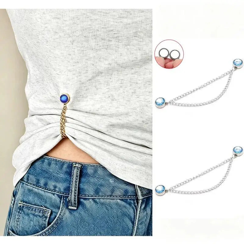 Rhinestone Magnetic Waist Cinch Clips – 2-Pc Adjustable Set
